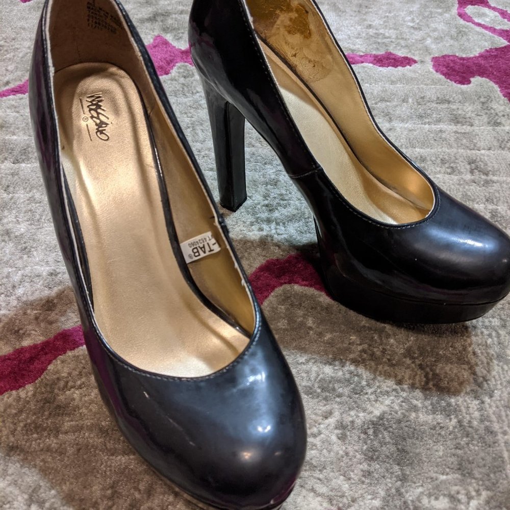 Mossimo Black Vinyl Heels Size 6.5